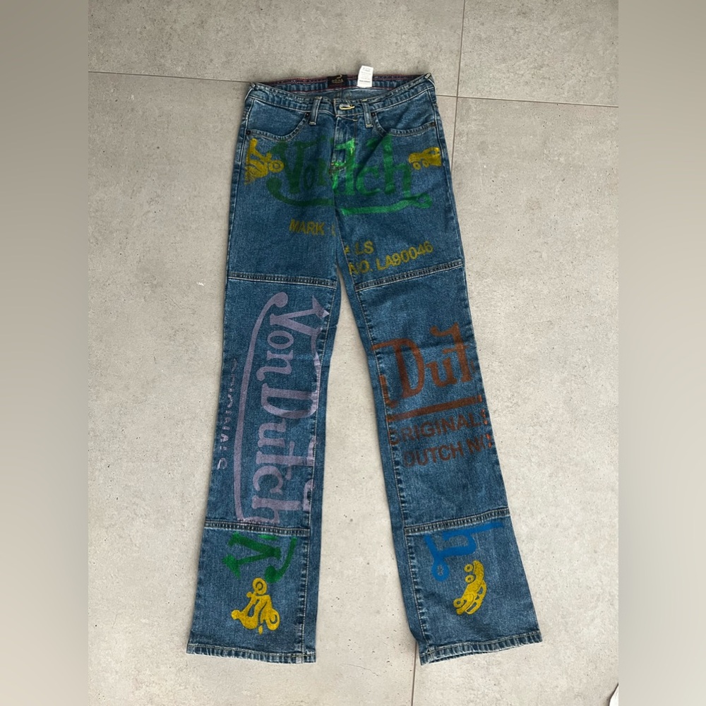 vintage von dutch painted logo jeans